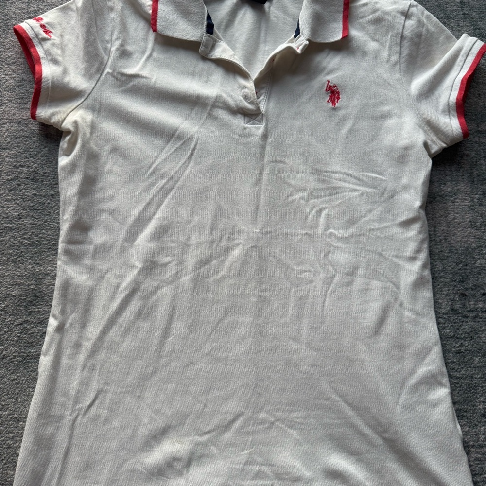 U.S. Polo Assn. White Polo with Navy Trim